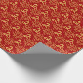 ギリシャオーナメントフレーム金ゴールドスネークパターンレッド ラッピングペーパー (角)