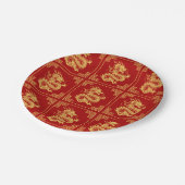 ギリシャオーナメントフレーム金ゴールドドラゴンパターンレッド ペーパープレート (アングル)