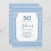 ギリシャカスタムの寺院とカラーバースデーパーティー 招待状 (正面/裏面)