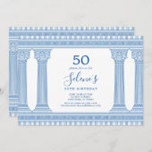 ギリシャカスタムの寺院とカラーバースデーパーティー 招待状 (正面/裏面)