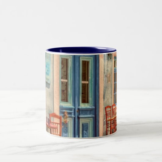 ギリシャカフェ前の「万事好都合」 ツートーンマグカップ (中央)