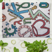 ギリシャカラフル文字 キッチンタオル (折り畳み)