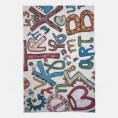 ギリシャカラフル文字 キッチンタオル (縦)