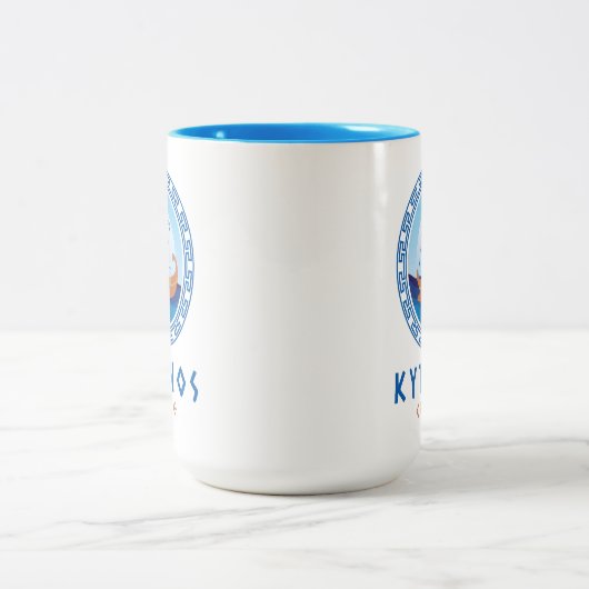 ギリシャギリギリシャクルーズデザイン ツートーンマグカップ (中央)