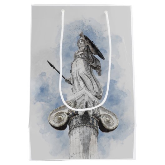 ギリシャクラシックのアテナ像 ミディアムペーパーバッグ (裏面)