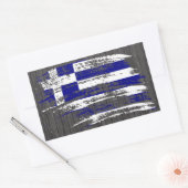 ギリシャクール国旗のデザイン 長方形シール (封筒)