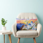 ギリシャサントリーニ水彩画エーゲ海 | ランバークッション (椅子)