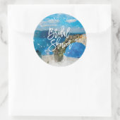 ギリシャサントリーニ水彩色ブライダルシャワーシール ラウンドシール (バッグ)