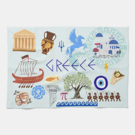 ギリシャシンボル旅行好き キッチンタオル