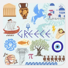 ギリシャシンボル旅行好き スクエアシール