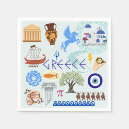 ギリシャシンボル旅行好き スタンダードカクテルナプキン