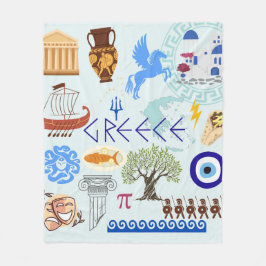 ギリシャシンボル旅行好き フリースブランケット