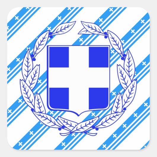 ギリシャストライプ国旗 スクエアシール (正面)