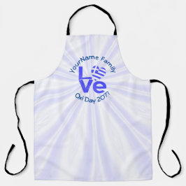 ギリシャハート国旗の青い愛パーソナライズされた エプロン
