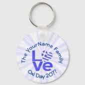 ギリシャハート国旗の青い愛パーソナライズされた キーホルダー (正面)