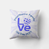 ギリシャハート国旗の青い愛パーソナライズされた クッション (裏面)