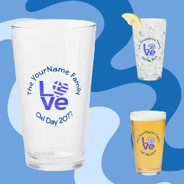 ギリシャハート国旗の青い愛パーソナライズされた タンブラーグラス