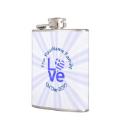 ギリシャハート国旗の青い愛パーソナライズされた フラスク (左)