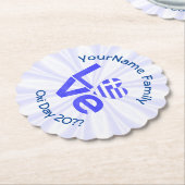 ギリシャハート国旗の青い愛パーソナライズされた ペーパーコースター (アングル)