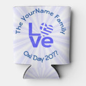 ギリシャハート国旗の青い愛パーソナライズされた 缶クーラー (正面)