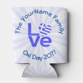 ギリシャハート国旗の青い愛パーソナライズされた 缶クーラー (裏面)