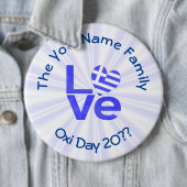 ギリシャハート国旗の青い愛パーソナライズされた 缶バッジ (インサイチュ)