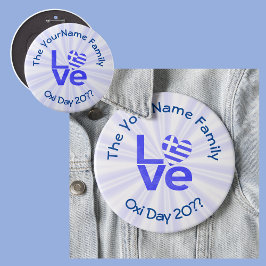 ギリシャハート国旗の青い愛パーソナライズされた 缶バッジ