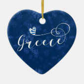 ギリシャハート、クリスマスツリーオーナメント、ギリシャ語 セラミックオーナメント (正面)
