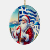 ギリシャパーソナライズされたサンタのクリスマスオーナメント セラミックオーナメント (右)