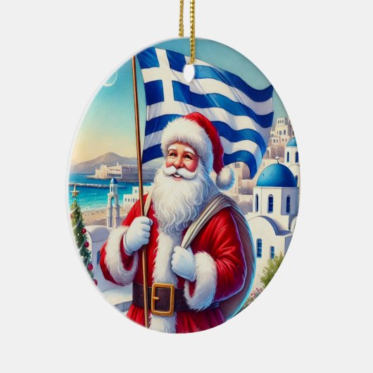 ギリシャパーソナライズされたサンタのクリスマスオーナメント セラミックオーナメント (右)