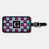 ギリシャパーソナライズされた国旗のカスタム文字（ギリシャ） ラゲッジタグ (正面横)