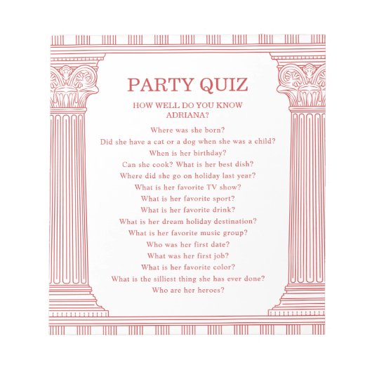 ギリシャパーティクイズ ノートパッド (正面)