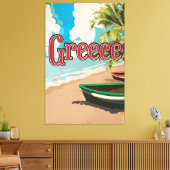 ギリシャビーチヴィンテージ旅行ポスター キャンバスプリント (インサイチュ (リビング))