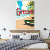 ギリシャビーチヴィンテージ旅行ポスター キャンバスプリント (インサイチュ (寝室))