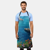 ギリシャビーチ エプロン (着用した状態)