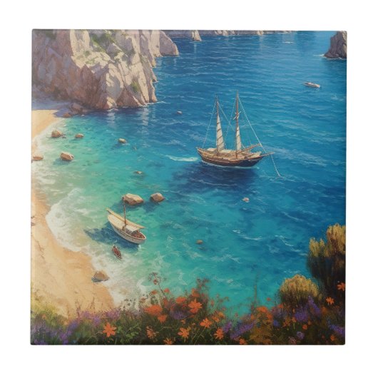 ギリシャビーチ タイル (正面)