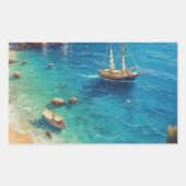 ギリシャビーチ 長方形シール (正面)