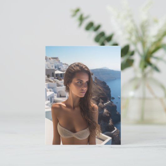 ギリシャファッション撮影 ポストカード (スタンド正面)