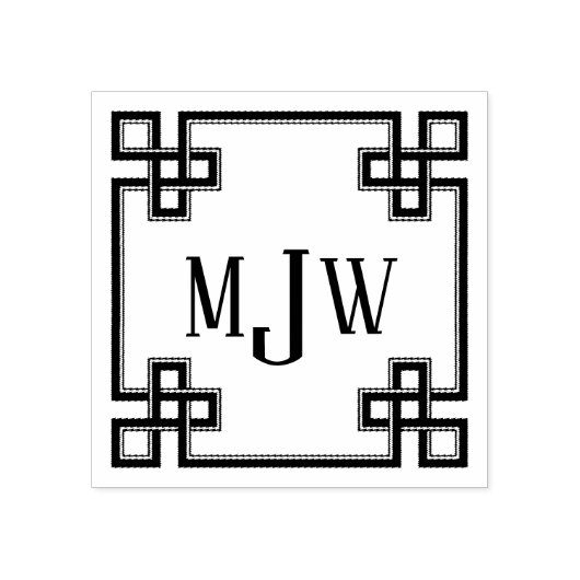 ギリシャファンシー鍵枠モノグラムゴム印 ラバースタンプ (インプリント)