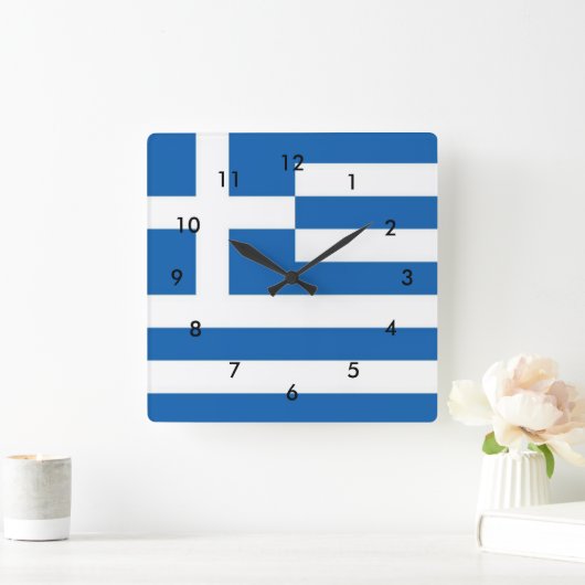 ギリシャフラグ スクエア壁時計 (ホーム)