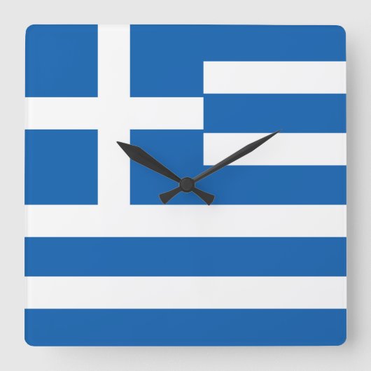 ギリシャフラグ スクエア壁時計 (正面)