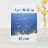 ギリシャブルーシー誕生日カード カード (黄色い花)