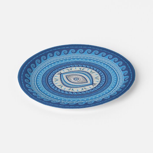 ギリシャマティマタキ-ギリシャイビルアイオーナメント ペーパープレート (アングル)