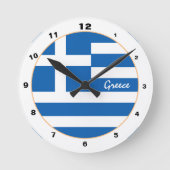ギリシャモダン国旗、ギリシャトレンディーホーム/デザイン ラウンド壁時計 (正面)
