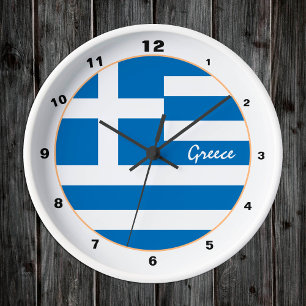 ギリシャモダン国旗、ギリシャトレンディーホーム/デザイン ラウンド壁時計