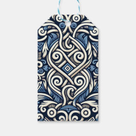 ギリシャモダン語の青と白のパターン ギフトタグ