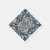 ギリシャモダン語の青と白のパターン スタンダードカクテルナプキン (角)