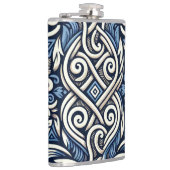 ギリシャモダン語の青と白のパターン フラスク (右)