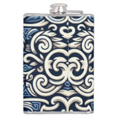 ギリシャモダン語の青と白のパターン フラスク (裏面)
