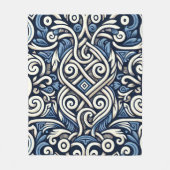 ギリシャモダン語の青と白のパターン フリースブランケット (正面)